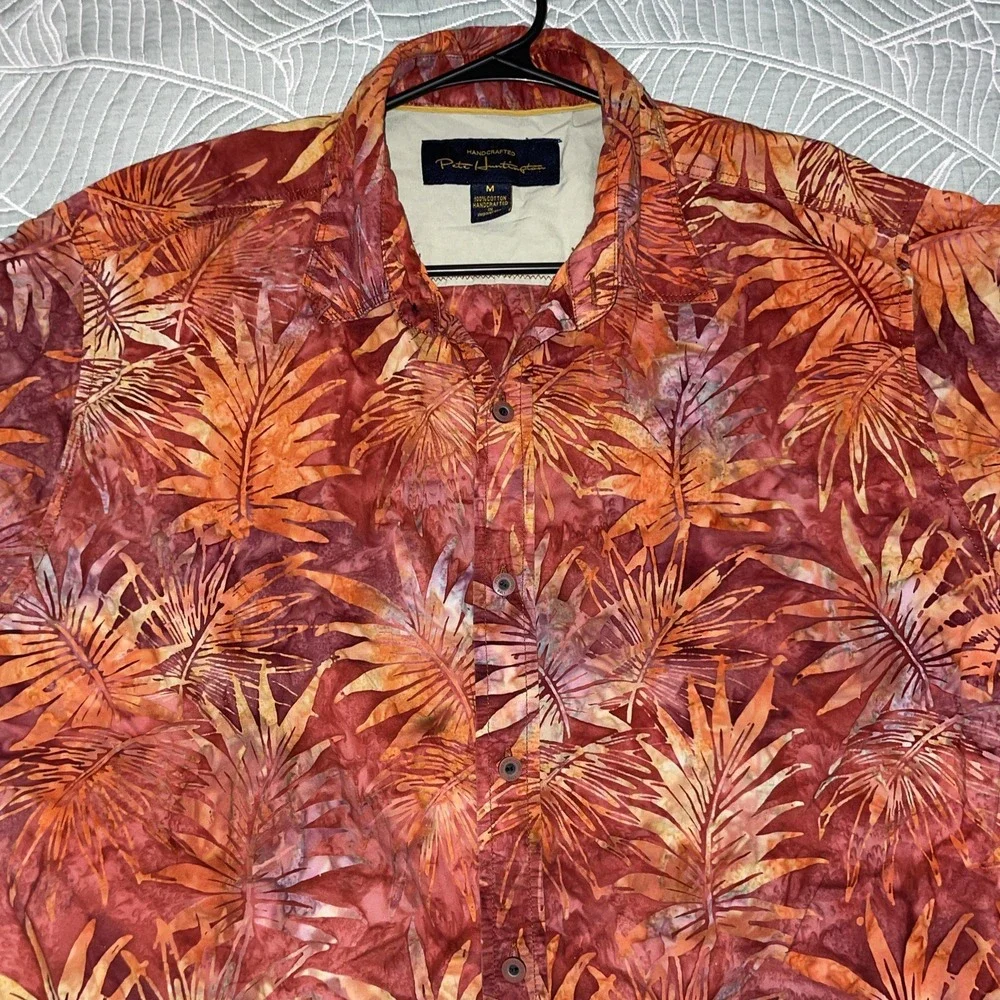 Pete Huntington Handcrafted Bali‎ Batik Hawaiian Shirt Button Down Sz M